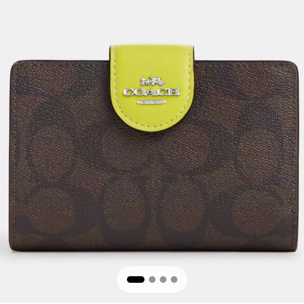 Coach Medium Corner Zip Wallet in Signature Canvas with Colorblock Interior